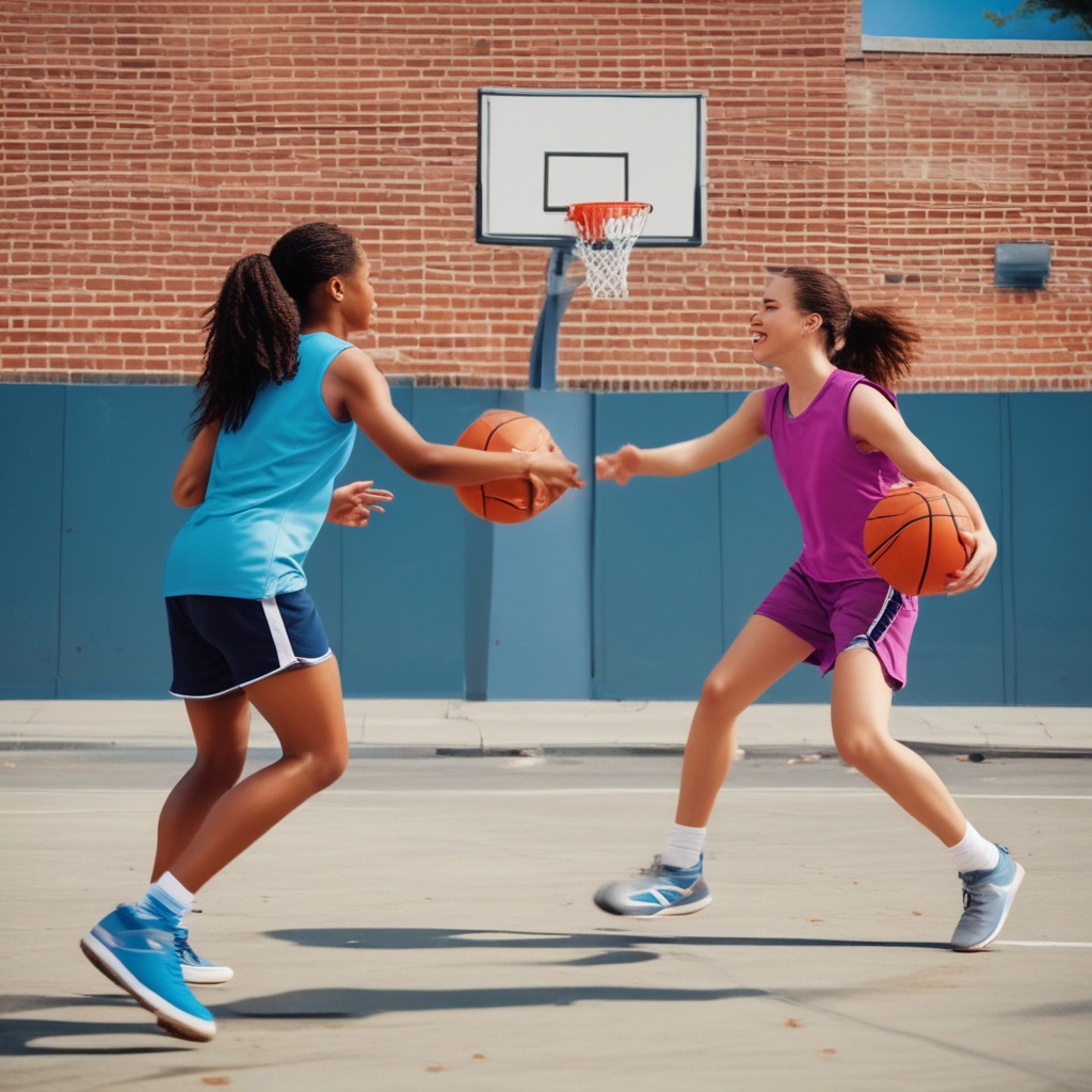 Girls playing basketball